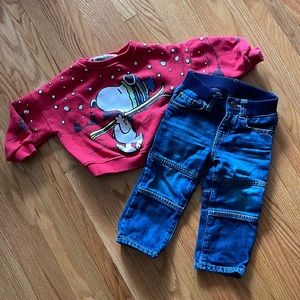 Zara peanuts Snoopy holiday sweatshirt outfit